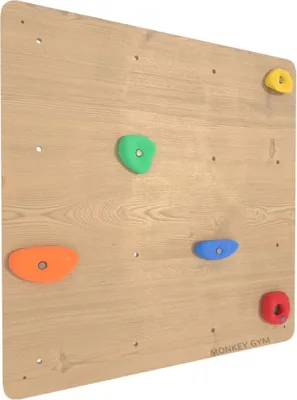 Produktbild von Kletterwand Set Holz mit Bunten Griffen