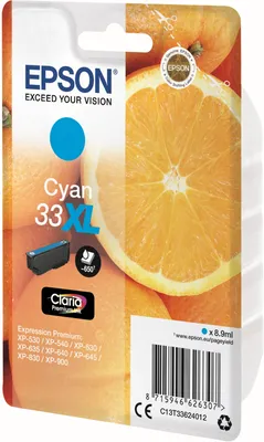 Image de Epson Original T33XL Cartouche Cyan XL - rendement 650 pages - capacité 8.9ml