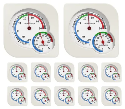 Produktbild von 12er-Set Mini Thermometer Hygrometer für Innenbereich, Zeigerinstrumente für Zuhause, Küche und Pflanzzimmer