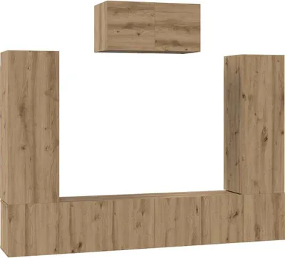 Immagine prodotto di vidaXL Set di mobili TV, 7 pezzi, in legno impiallacciato effetto noce artigianale