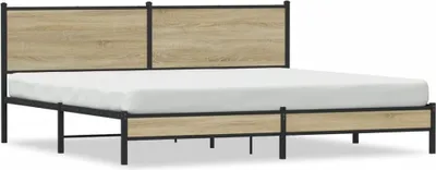 Produktbild von vidaXL Metallbett ohne Matratze Sonoma-Eiche 193x203 cm
