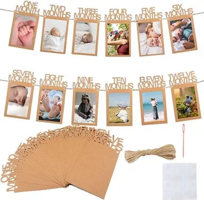 Produktbild von Famanu Fotogirlande Erste Geburtstagsbanner - Dekoration für 1 bis 12 Monate