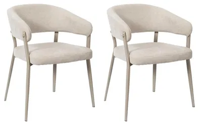 Image de Lot de 2 Fauteuils Beige Tissu Pieds Métal 55 x 55 x 78 cm - Assise Confort
