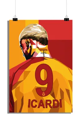Produktbild von Mauro Icardi Poster - Fußball Poster - Galatasaray S.K. Poster - Trikot Poster - 51x71cm - Perfekt zum Einrahmen
