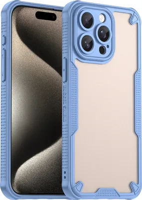 Immagine prodotto di Custodia protettiva per iPhone 15 Pro Max, retro traslucido opaco, custodia paraurti in TPU Blu