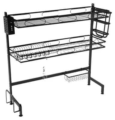 Produktbild von Geschirrabtropfgestell, zweistufiges Design, Saugnapfstabilität, schwarz