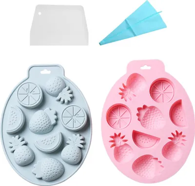 Obrázok produktu pre 2 balenia foriem na fondán v tvare ovocia, 3D ananás, jahoda, pomaranč, silikónové formy na fondán Na zdobenie cupcake, polymérovú hlinu, cukrovinky, čokoládu, torty
