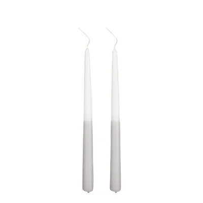 Produktbild von Mica Decorations Dip-dye Spitzkerzen - 2er-Set - H30 cm - Hellgrau