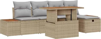 Produktbild von vidaXL Gartensofa-set 6 stk. Beige Poly-Rattan
