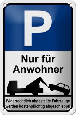 Produktbild von Blechschild Parken 12x18cm Parkplatzschild nur Anwohner