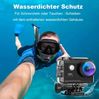 Image de Action Cam 4K60FPS 20MP WLAN EIS Stabilisation d'image Caméra de sport avec écran tactile Caméra sous-marine 40m