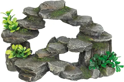 Produktbild von Nobby Aquariendekoration Felsbogen mit Pflanzen grau
