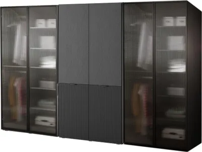 Produktbild von BETTSO Satz von 3 modularen Schränken SANDBOX 2X FLUTES + NOVA schwarz mit LED Beleuchtung