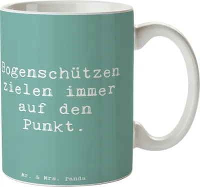 Produktbild von Mr. & Mrs. Panda Pott Spruch Bogenschützen Fokussierung - Meeresbrise - Geschenk, Konzentration, Bedruckte Tasse, Bogensport, Teamsport, Teepott, Sportart, Sport, Becher