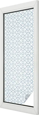 Obrázok produktu pre Vitrážová fólia na okno - 146x50 cm - vitrážový vzor - nepriehľadná dekoratívna fólia na ochranu súkromia - samolepiaca, UV ochrana - modré ornamenty