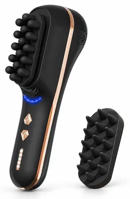 Produktbild von Kopfhaut massagebürste elektrisch, haarmassage mit 5 Stufen und 2 Massageköpfen, Wiederaufladbar, Silikon Massagebürste für Kopf, Nacken und Körper