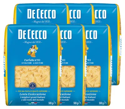 Immagine prodotto di De Cecco Farfalle n. 93 di semola di grano duro 500g confezione da 6 pezzi