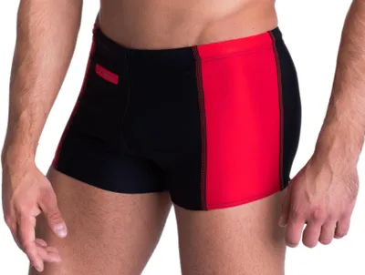 Produktbild von Aquarti Herren Badehose mit Reißverschlusstasche Badeshorts, Farbe: Schwarz / Rot, Größe: XL