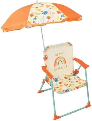 Produktbild von Skladacia stolička so slnečníkom - Happy Summer - oranžová/béžová