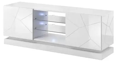 Zdjęcie produktu dla Cama szafka RTV QIU 160 MDF biały połysk/biały połysk, Biały, Płyty pilśniowe średniej gęstości (MDF), Biały, Płyta mdf (MDF), 4 pół., Laminat
