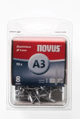 Produktbild von 70 Novus Aluminium Blindnieten Ø3 mm, 8 mm,Typ A3/8mm  Nr.: 045-0029