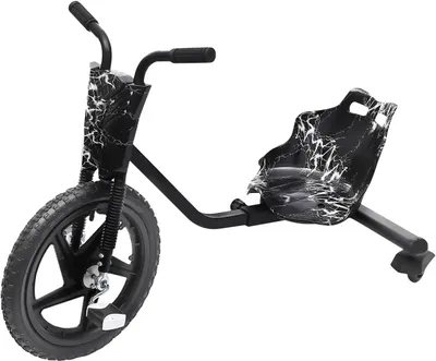 Produktbild von Drift Trike für Kinder - Dreirad Scooter - 40 cm Vorderrad - 4-fach längenverstellbar - stabiler Eisenrahmen - zum Driften und Rutschen - Schwarz