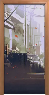 Produktbild von Türposter 90x200 cm Türaufkleber Türtapete Türfolie Klebefolie Kunst mysteriöser Mann auf der Straße