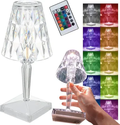 Obrázek produktu pro Křišťálová LED stolní lampa RGB na dálkové ovládání nebo dotykem