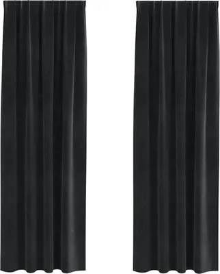 Image de vidaXL Rideaux occultants 2 pcs noir 140 x 260 cm velours