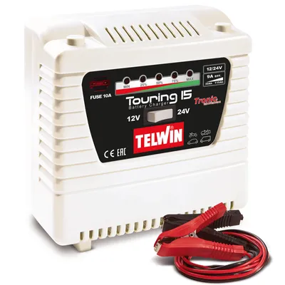 Zdjęcie produktu dla Ładowarka akumulatorów Telwin 807592 Touring 15 WET GEL Pb-Ca AGM MF EFB 12/24 V