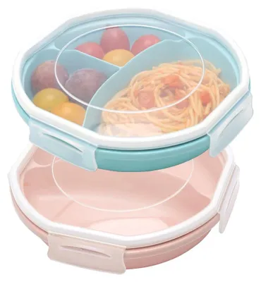 2er-Set Mikrowellenschalen, 3 Fächer, luftdicht, BPA-frei, 21 cm