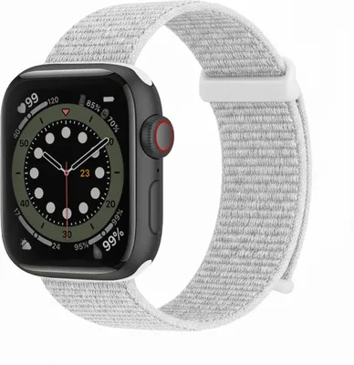 Produktbild von Smartwatch Armband für Apple Watch SE 3 44mm Nylon Textil Band Ersatzband Wechselband Klettverschluss flexibel atmungsaktiv Weiß
