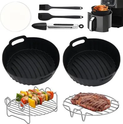 Produktbild von Silikon-Luftfrittier-Set, 8-teilig, wiederverwendbar, BBQ-Zubehör