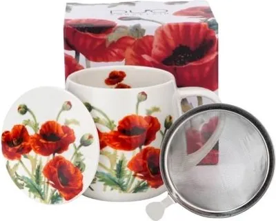 Obrázok produktu pre Porcelánový hrnek s čajovým sítkem 430 ml Classic Poppies