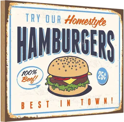 Produktbild von vianmo Holzschild 12x18 cm hamburgers best in town Essen Trinken