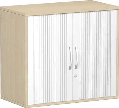 Produktbild von Geramöbel Anstell-Querrollladenschrank Oberboden 25 mm, mit Stellfüßen, abschließbar, 800x425x720, Silber/Ahorn, S-381110-SA