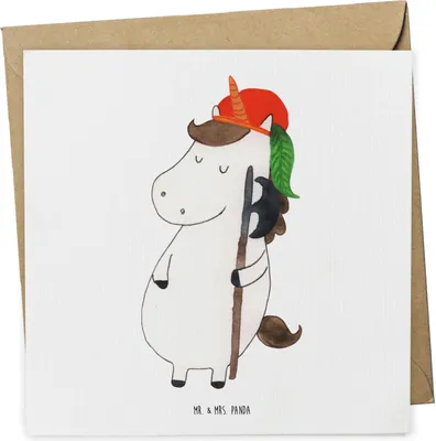 Produktbild von Mr. & Mrs. Panda doppelkarte Einhorn Junge - Weiß - Geschenk, Glückwunschkarte, Unicorn, Bube, Mittelalter, Einhörner, Klappkarte, anlasskarte, Grußkarte, faltkarte