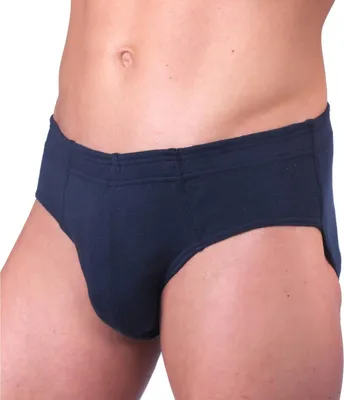 Produktbild von HERMKO 3300 Herren Slip aus 100% Baumwolle, Sportslip ohne Eingriff mit weichem Bund für Männer, Größe:D 5 = EU M, Farbe:marine