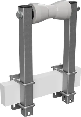 Produktbild von Polyurethan Kielrolle mit Stützen Sliprolle Bootstrailer Sliphilfe verzinkt SUPROD, B=180, L=450 mm, grau