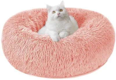 Produktbild von Weiches rundes Plüschbett für Hunde und Katzen, waschbar, rosa, S-XXL