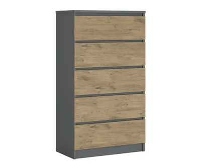 Produktbild von Komoda s 5 zásuvkami, farba: antracit / dub Lancelot, A: 70 x 125 x 39 cm