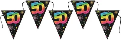 Produktbild von Wimpelkette Girlande Geburtstag 50 schwarz bunt 300 cm