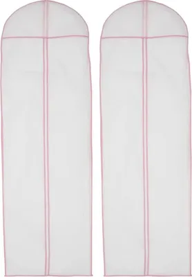 Produktbild von 2er-Pack Brautkleid-Aufbewahrungstaschen, 180 cm lang, aus Vliesstoff, mit Reißverschluss, atmungsaktiv, für lange Kleider, Tanzkostüme, Anzüge und Mäntel.