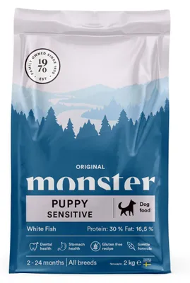 Zdjęcie produktu dla Monster Dog Original Puppy Sensitive 2kg Bezglutenowa Sucha Karma z Rybą Dla Szczeniąt o Wrażliwym Żołądku