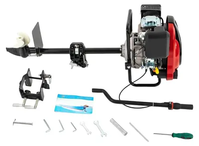 Produktbild von Außenborder Bootsmotor - 4-Takt 8 PS 196cc - Luftgekühlt - Einzylinder - 360° Lenkung - Kraftstoffsparend - Für Angelboot Kleinboot - Schwarz