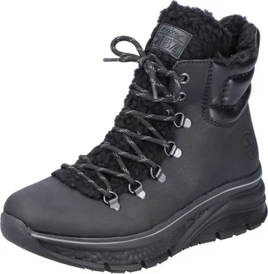 Produktbild von Rieker Damen Schnürstiefelette Plateausohle Warmfutter 48030, Größe:39 EU, Farbe:Schwarz