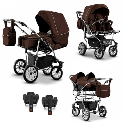 Zwillingskinderwagen 4in1 Duo Set - Komplettset Mit Autositzen Für 2 Kinder