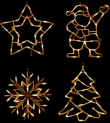 Produktbild von 4er Set LED-Fensterbild beleuchtet für Weihnachten 96LEDs ca. 40cm x 35cm batteriebetrieben