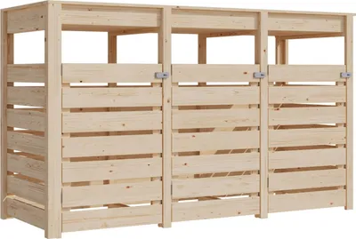 Produktbild von Karibu Mülltonnenunterstand für 3 Mülltonnen naturbelassen Mülltonnenbox Gartenbox 238x143x88 in cm (BxHxL)