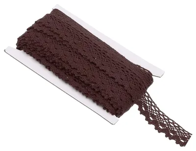 Kanten Lint 18 m, 2,5 cm, Baumwolle, Braun, Blumenmuster